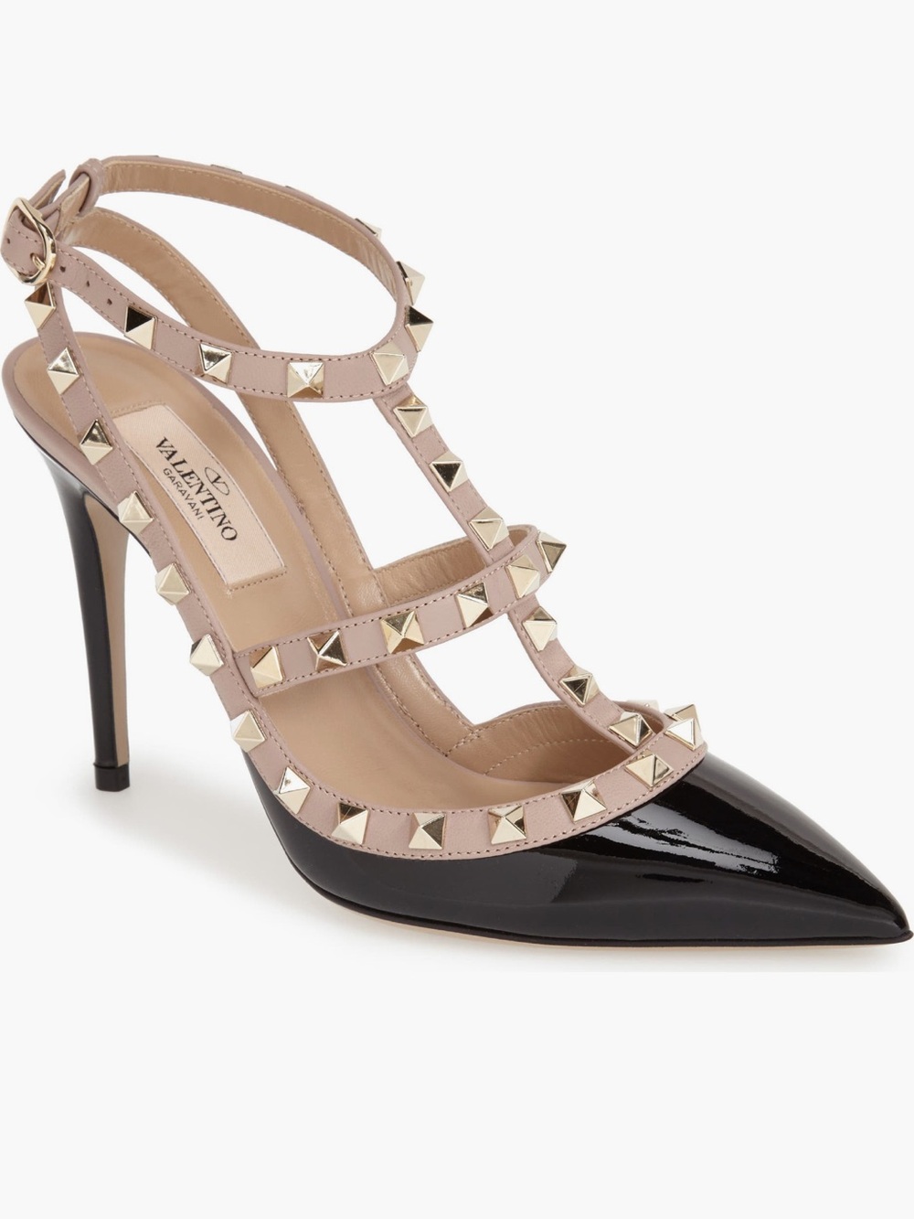 Rockstud T-Strap Pointed Toe Pump